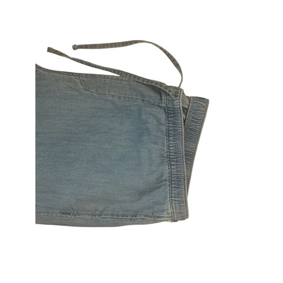 GAP Chambray Cargo Jogger Pants Light Blue Drawstring Elastic Waist XXL - Picture 2 of 9